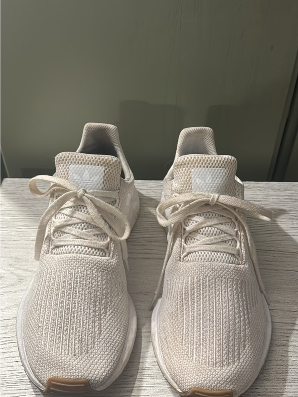 adidas Knit Sneaker in Off-White/Cream